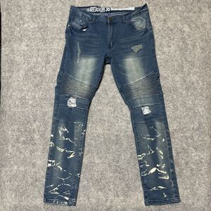 Reason‎ Distressed Skinny Jeans Men's Size 36 Bleached Leg Denim